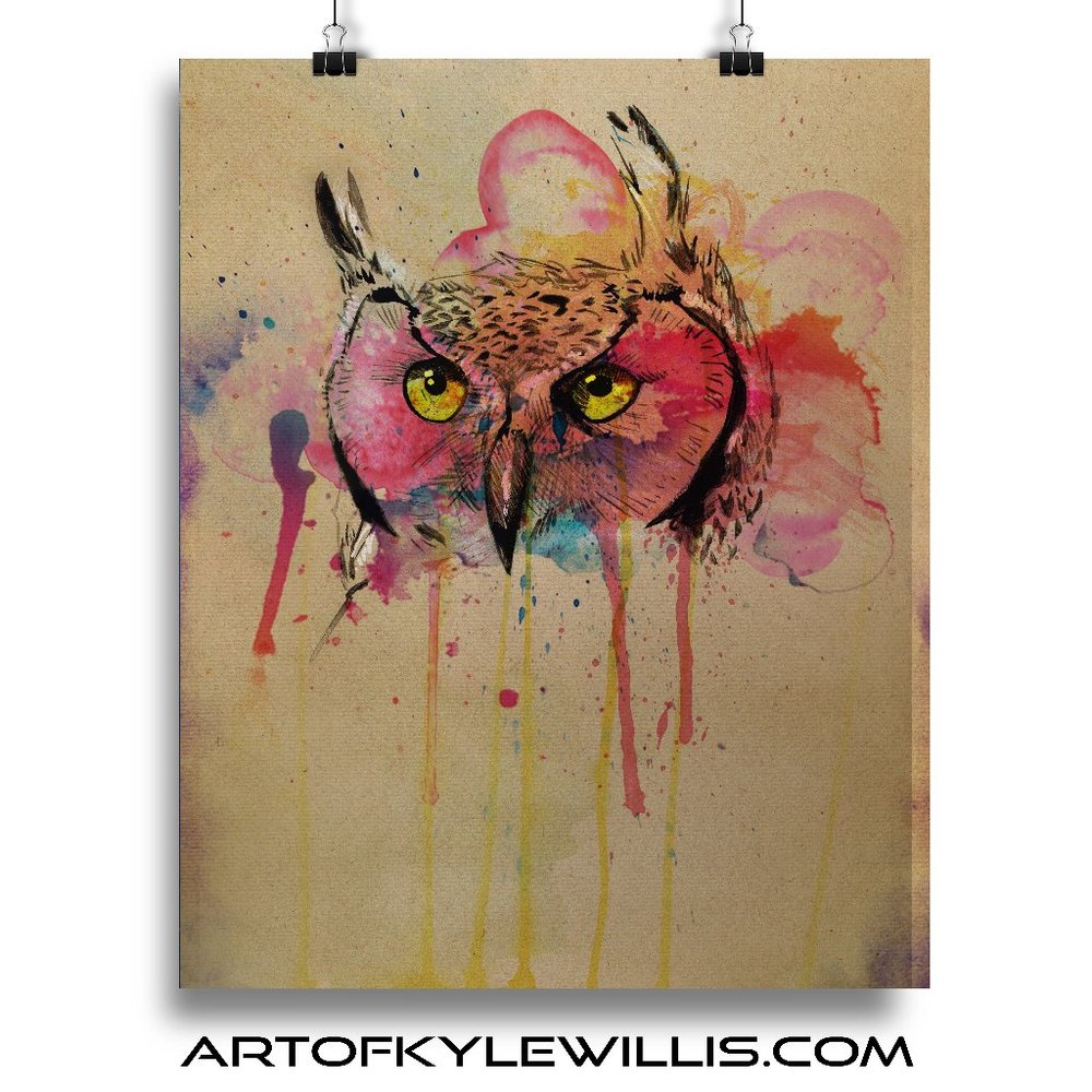 Beautiful Owl Watercolor Print